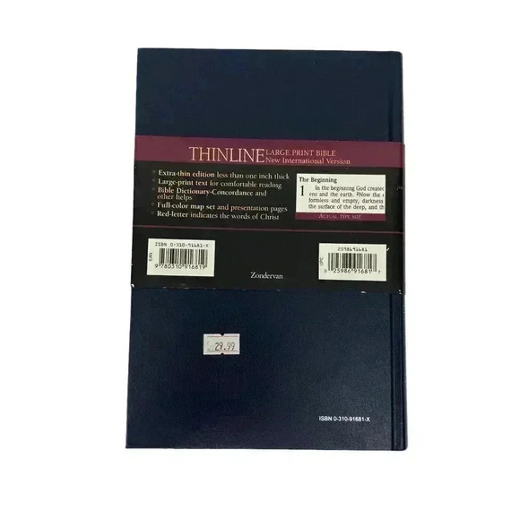 NEW NIV Thinline Large Print Portable Holy Bible Hardcover Extra-Thin Edition - Picture 4 of 4